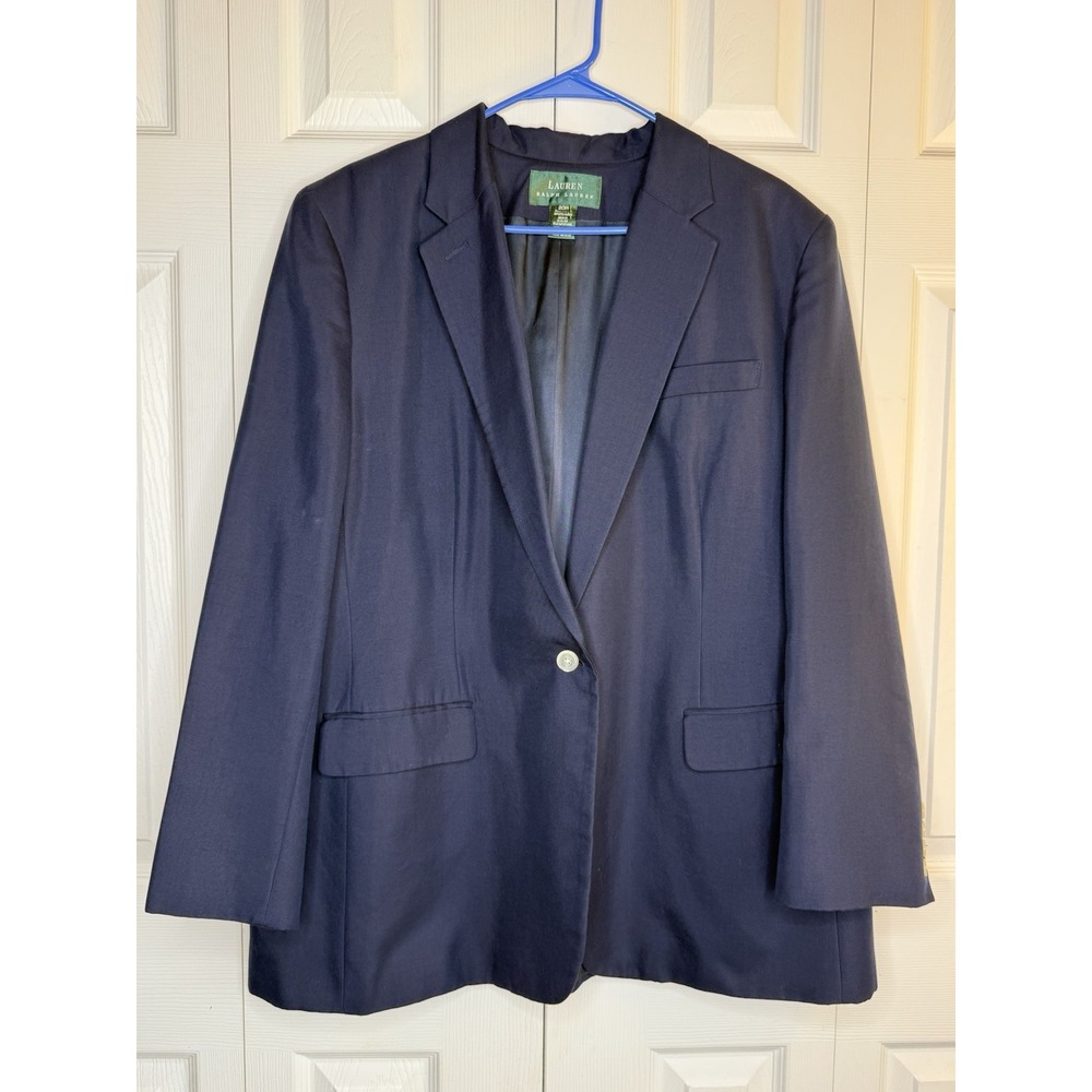 Vintage Lauren Ralph Lauren Blazer Jacket Oversized Single-Button Silk Blend 20W